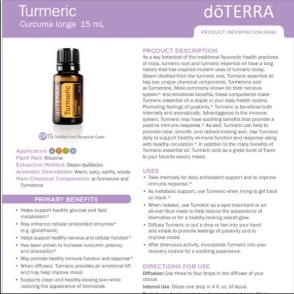 NEW AND SEALED TURMERIC essential oil by DoTerra - Picture 4 of 4